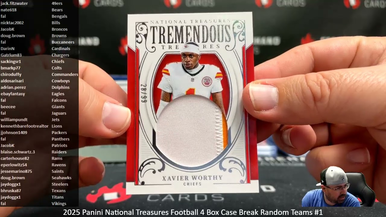 2/21/2026 2025 Panini National Treasures Football 4 Box Case Break Random Teams #1