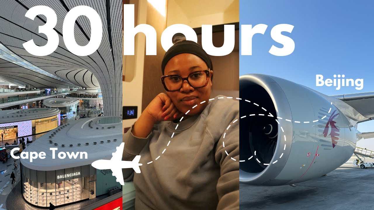 VLOG | Beijing to Cape Town 30 hour flight with Qatar Airways | what I ate | Sleeping pod
