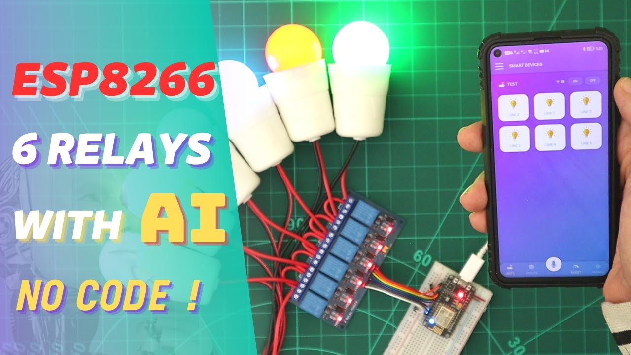 ESP8266 with 6 Relays unit with AI - No Code! (ESP8266 - ESP32) | CADIO Home Automation