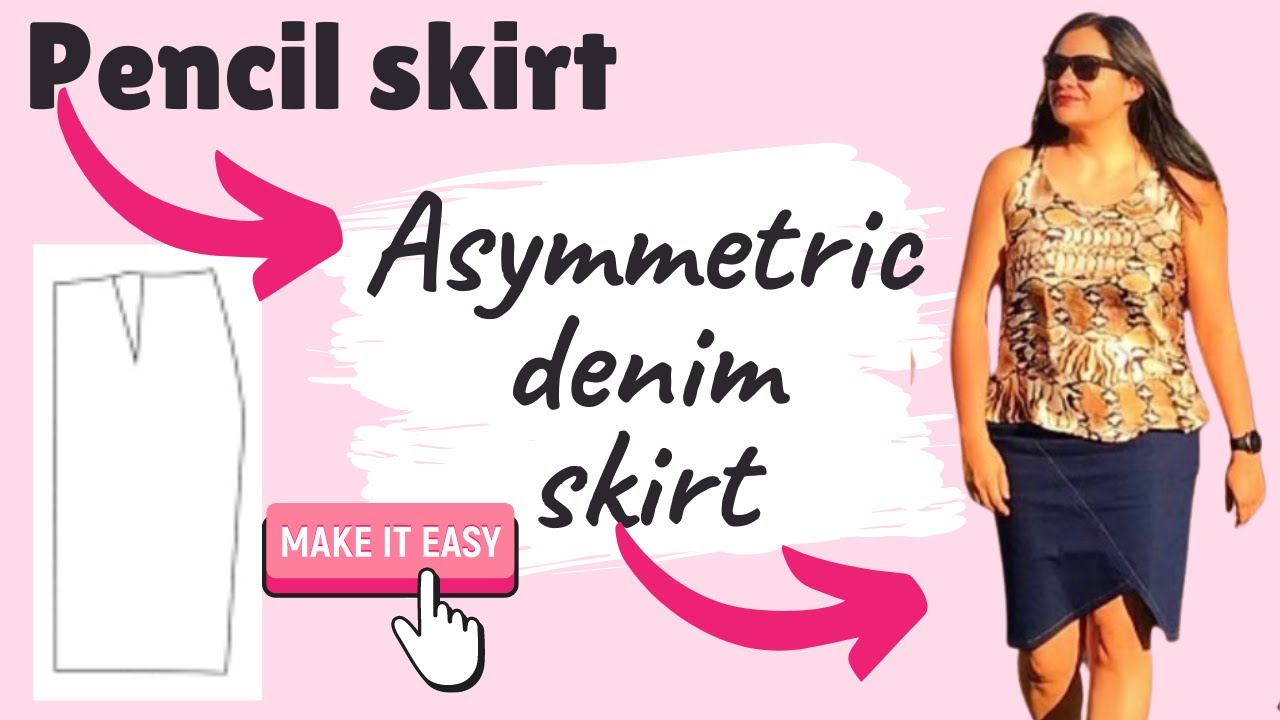Pencil skirt to SUPER COOL ASYMMETRIC DENIM SKIRT.  You can make it too!
