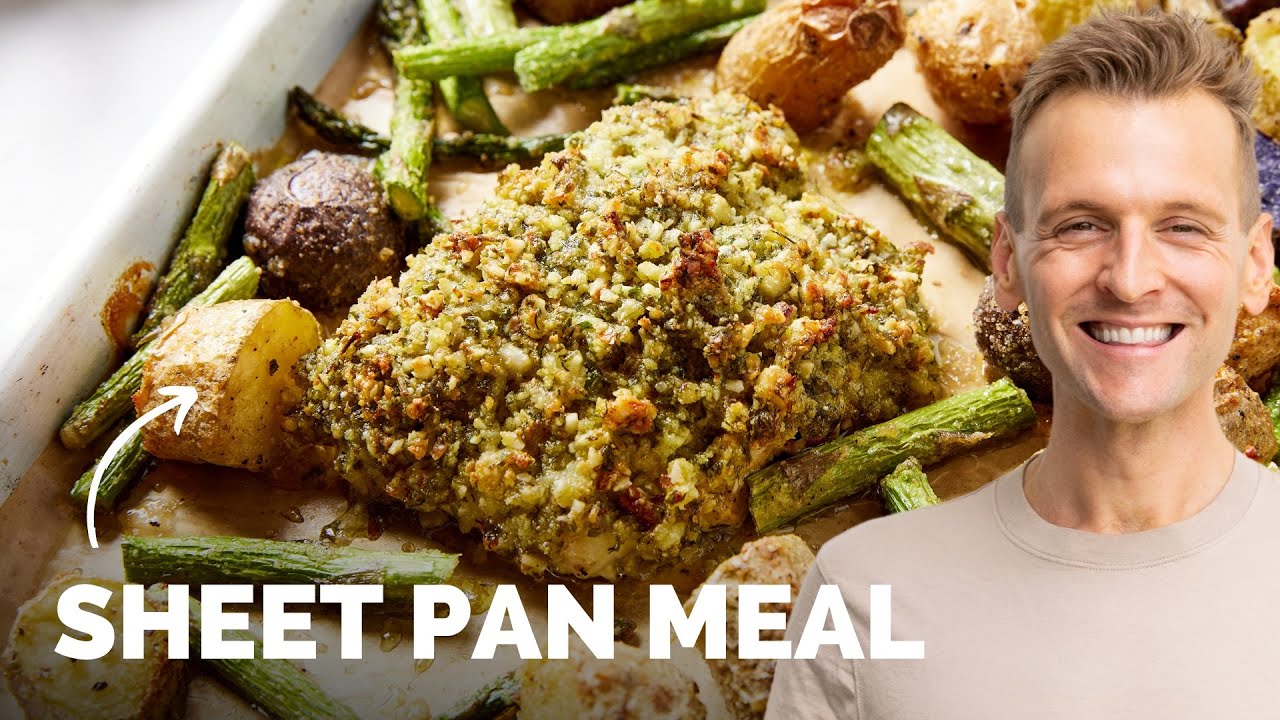 Sheet Pan Herb Crusted Baked Halibut