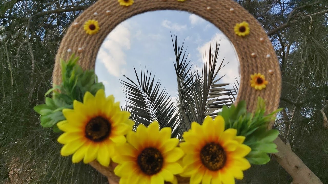 مرايا ديكور بالورد الصناعي والخيش بأقل تكلفه روووووعه😍DIY jute wall mirror