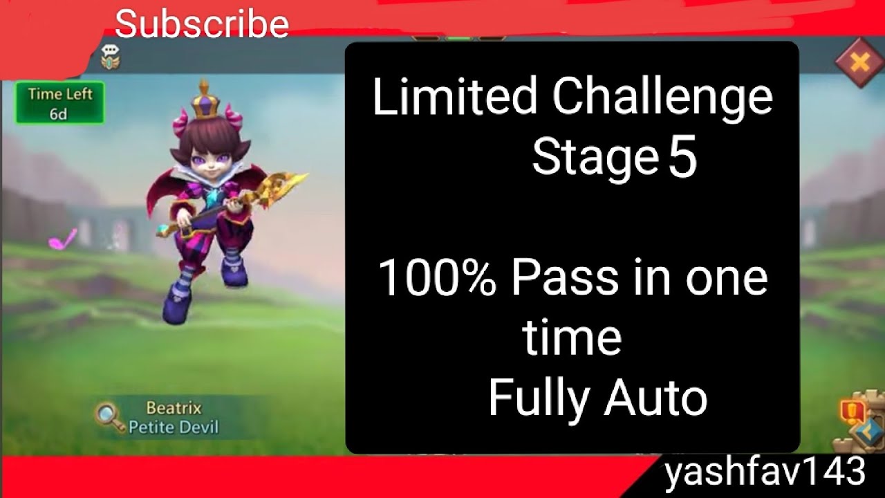 Lords mobile limited challenge trick vs trick stage 5 fully auto Petite Devil Stage 5 fully auto