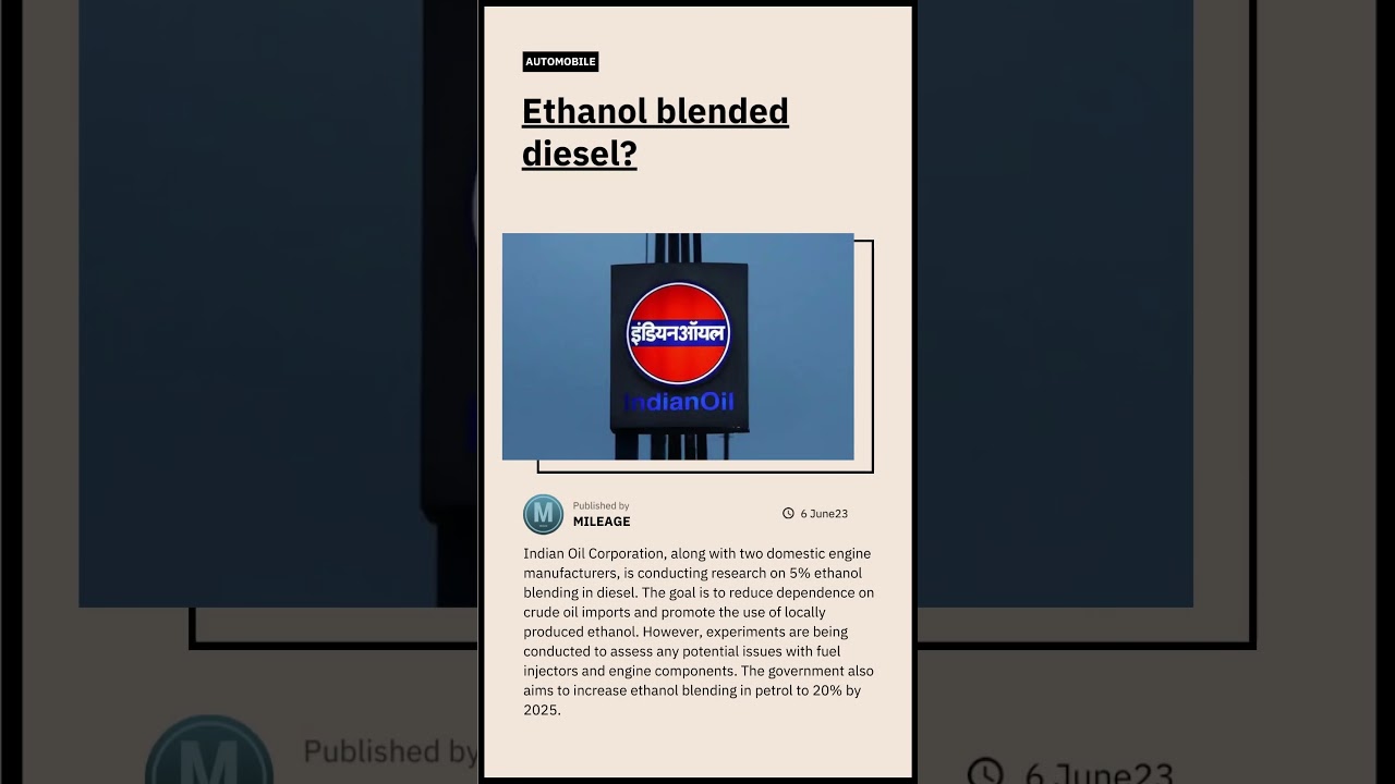 Ethanol blended diesel #news #indianoil #ethanol
