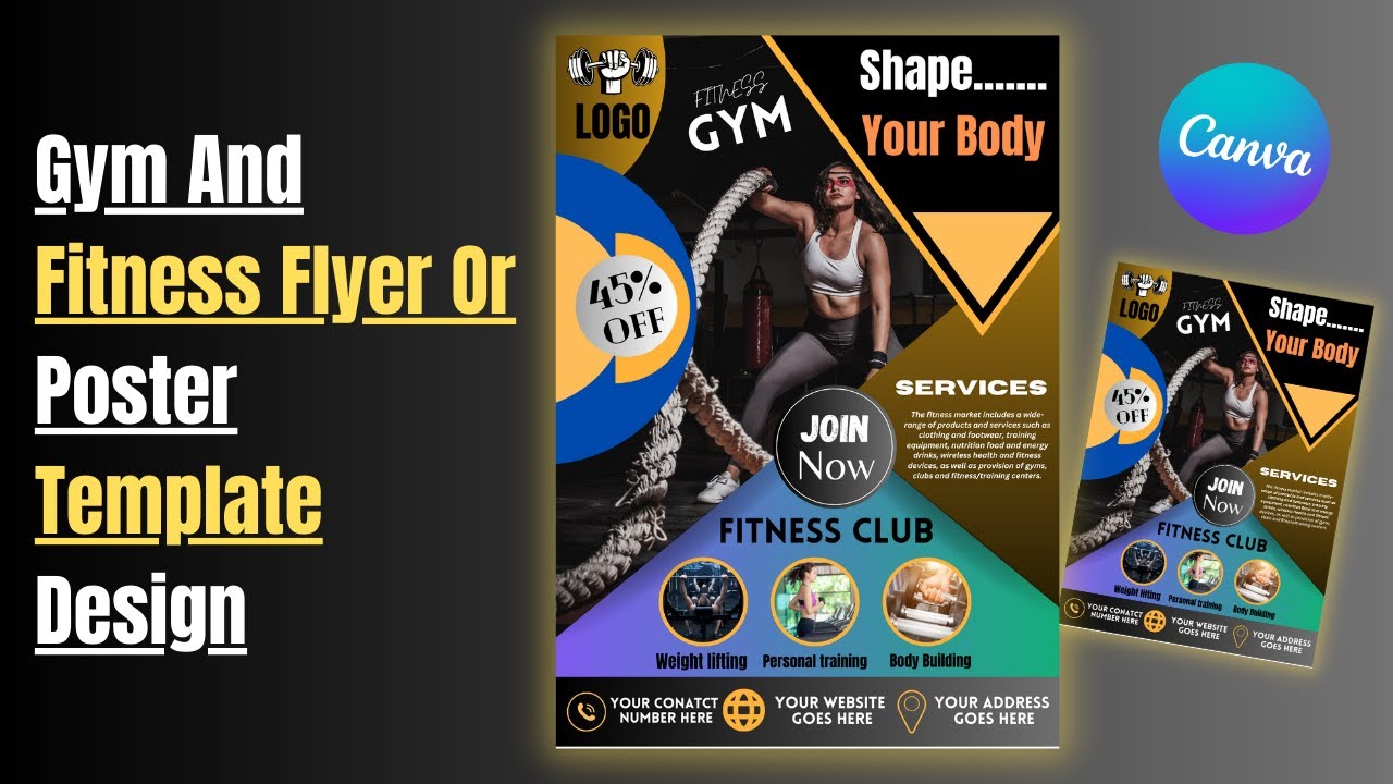 How to design a gym and fitness flyer or poster in canva | canva tutorial |FSA Creator21
