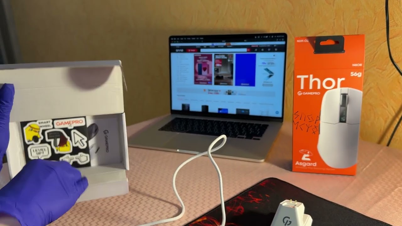 Распаковка Бездротова ігрова миша GamePro Asgard Thor Wireless/2.4GHz/BT, PixArt3395, RGB, 55g