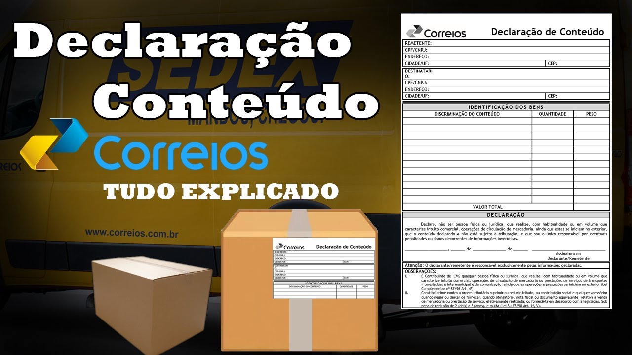 CORREIOS DECLARAÇÃO DE CONTEÚDO | EXPLICANDO TUDO