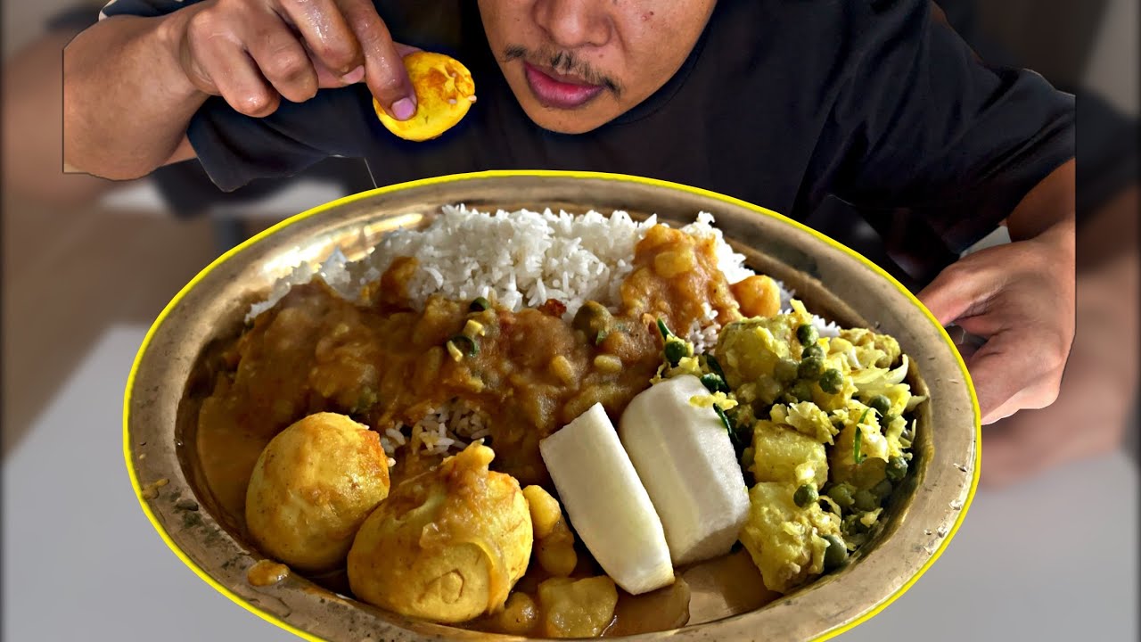 Egg Curry with aalu dum and Rice | BIG BITE