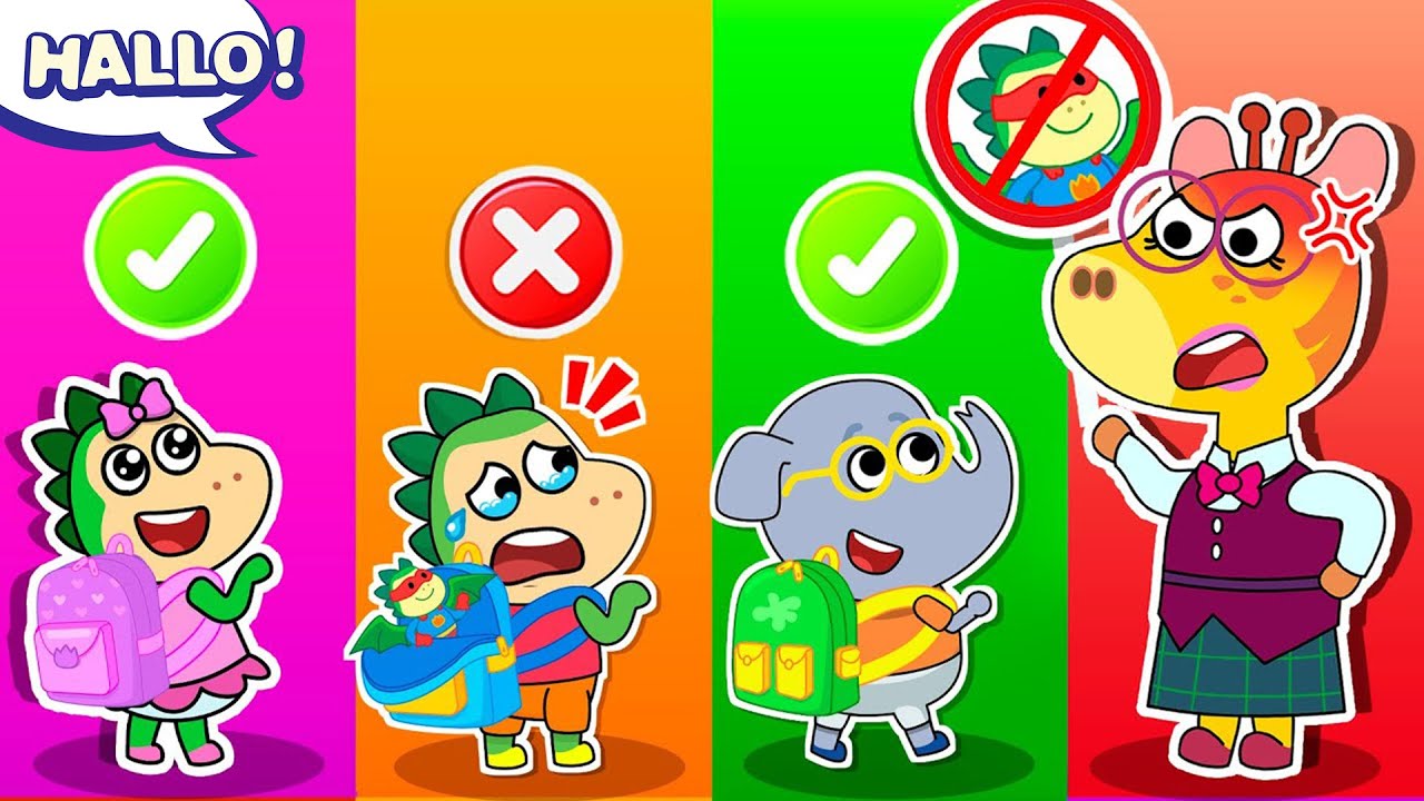🧸💥 Spike schmuggelt sein Spielzeug in die Schule! 🏫 ⛔🎒 Und andere Geschichten für Kinder