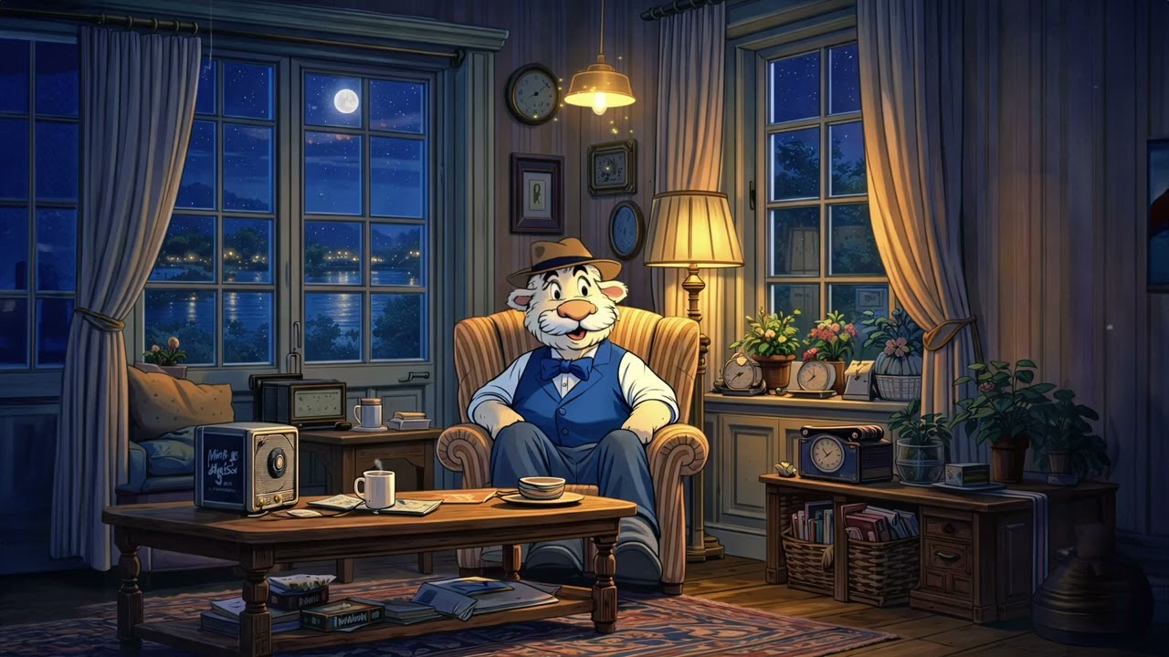 Moonlit Stillness with Mr. Wooldies — A Warm Living Room Glow ~ Oldies Playing in Another Room