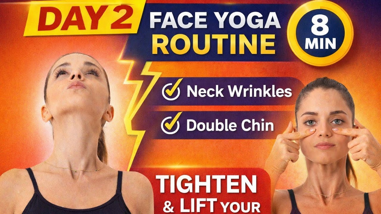 Day 2 Face Yoga 🔥 Neck Wrinkles & Double Chin Tightening | 5 Min Daily Routine | My second video 😊