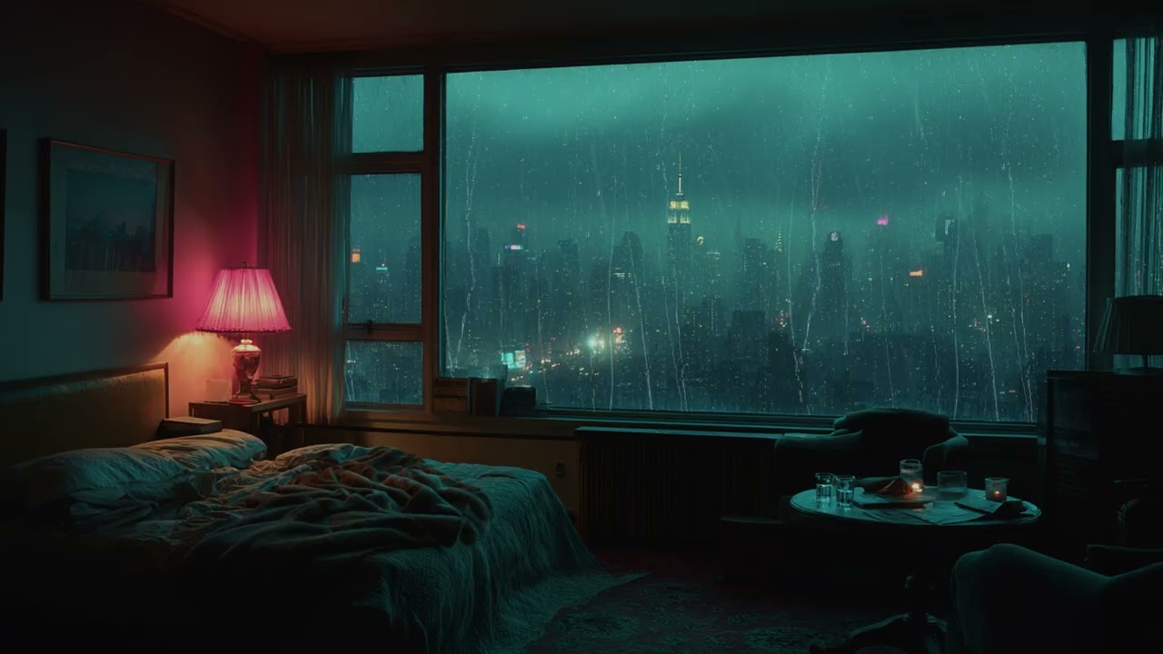 Relaxing NYC Rain at Night Urban City Ambience for Deep Sleep Calm Study and Stress Relief