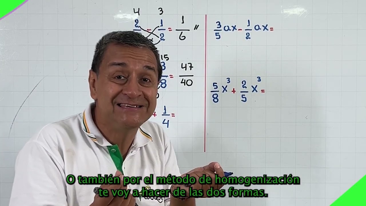 SUMA DE FRACCIONES HETEROGENEAS APLICADA A LA ALGEBRA