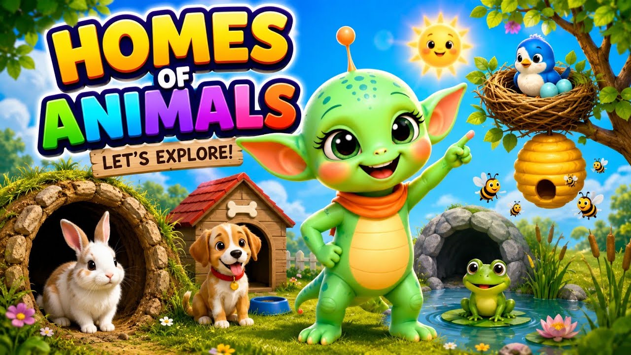 Homes of animals for kids learning!learn animals and their homes|where do animals live? kidzygarden 
