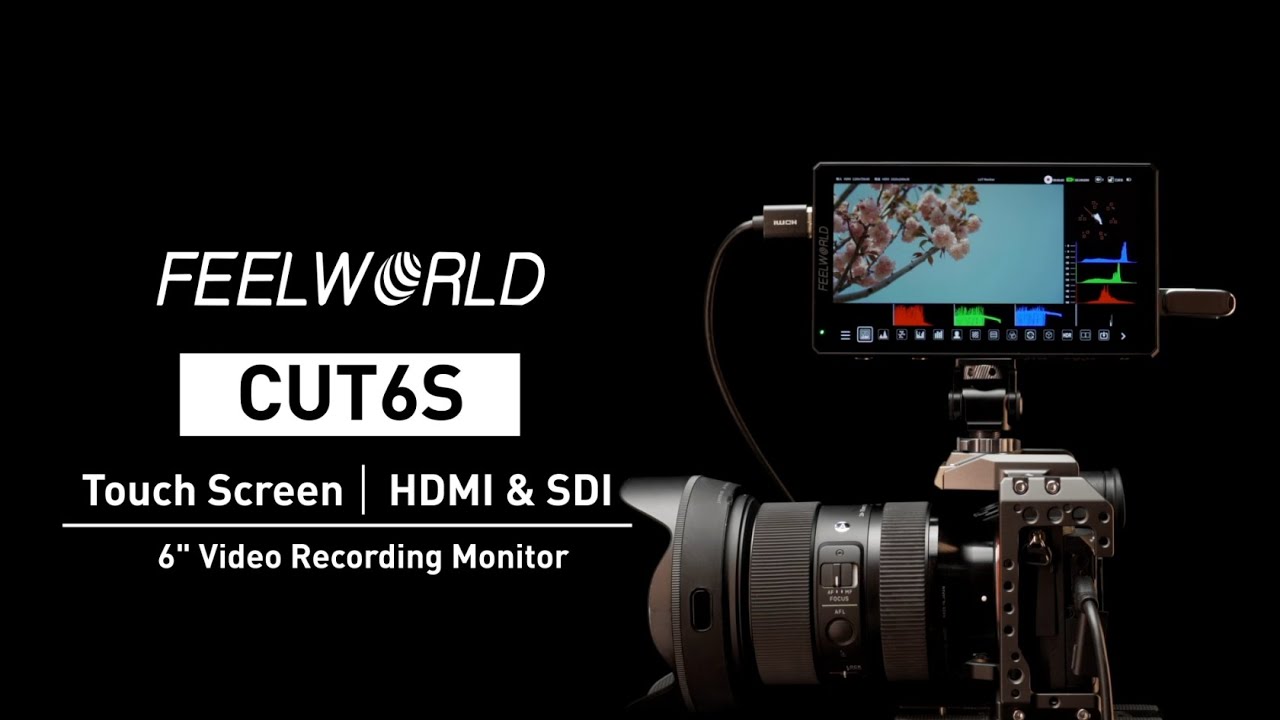 FEELWORLD CUT6S 6 Inch Touch Screen Recorder Monitor 4K HDMI 3G-SDI for Film Production and Live