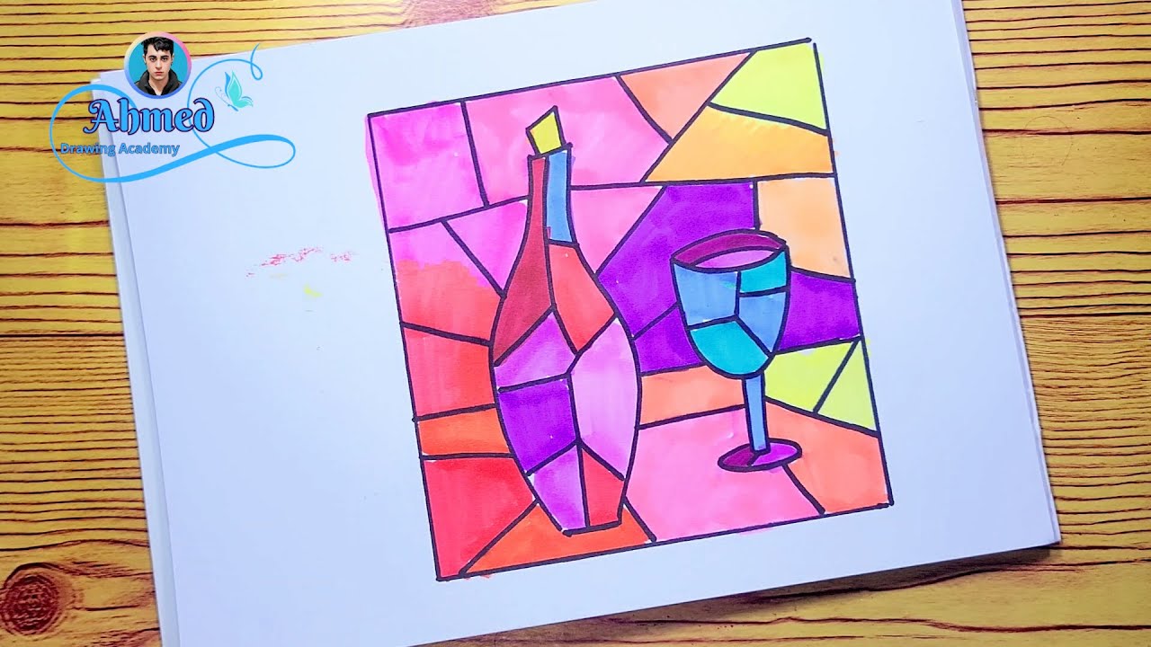 رسم تكعيبي || رسم تكعيبي سهل || رسم المدرسة التكعيبية || رسم الاسلوب التكعيبي || 3
