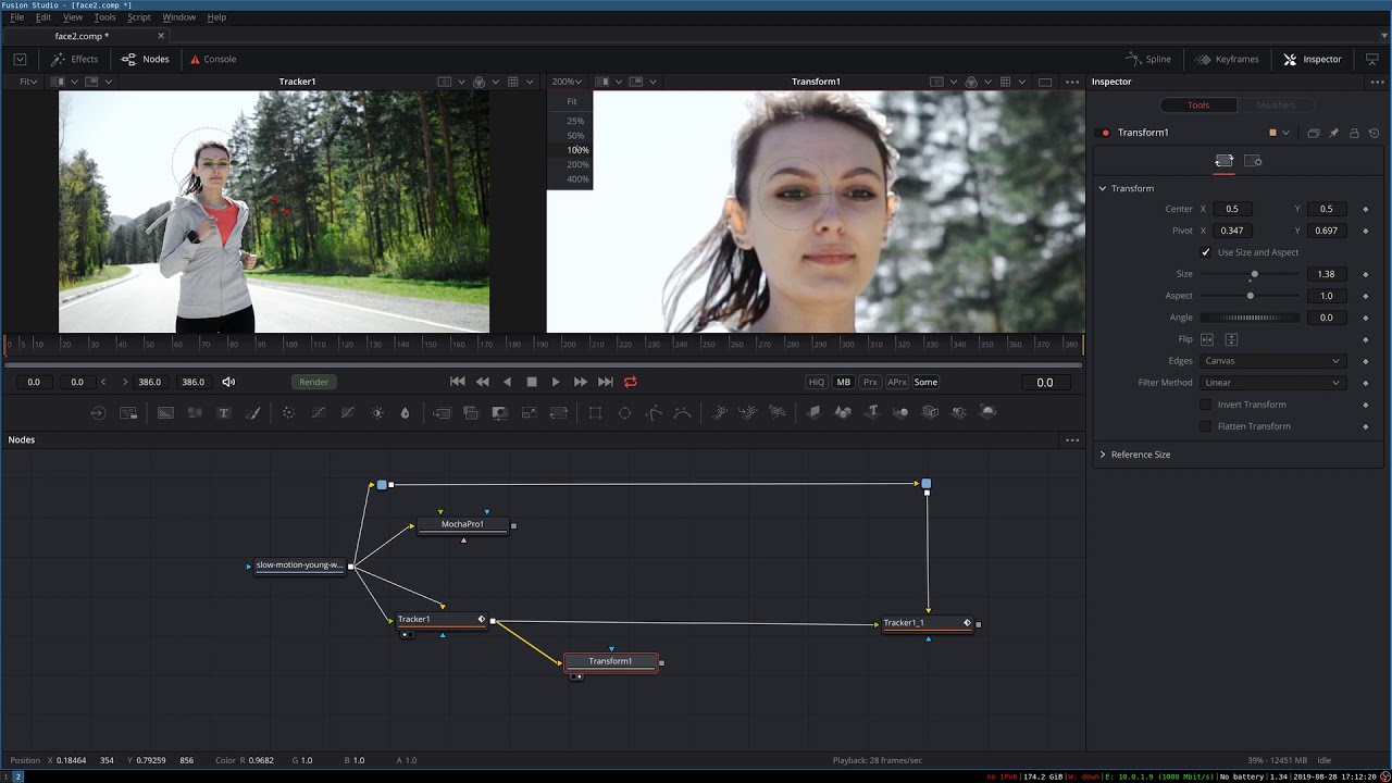 Reverse Stabilization in Fusion+Mocha Pro