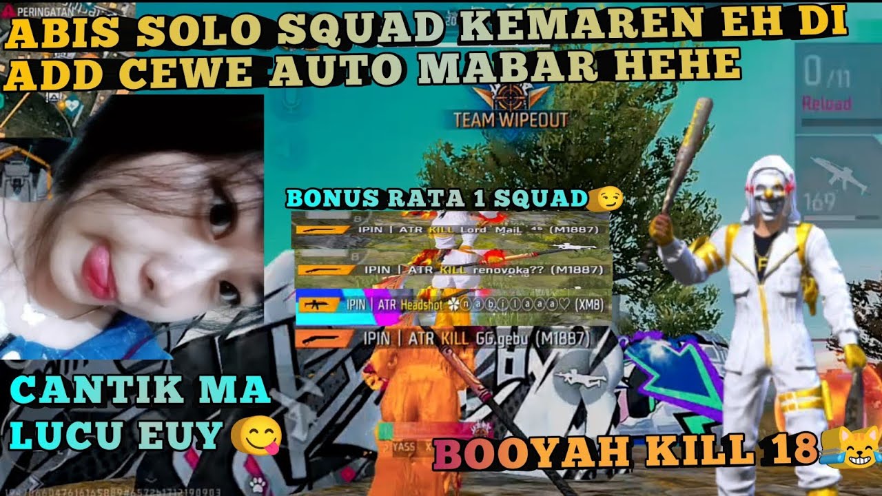 Abis Solo Squad Langsung Dapet Cewe Mabar! Auto Booyah 18 Kill | Free Fire😋🥰
