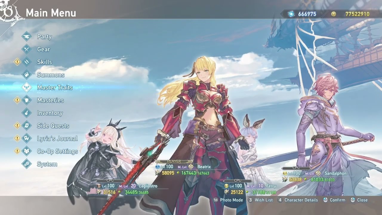 Granblue Fantasy Relink Beatrix Insight 441M &  Essence 478M & Glass Cannon 554M