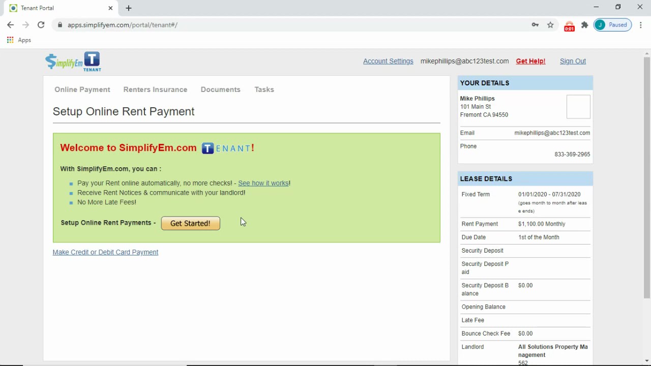 How Tenants Setup an Online Payment Account