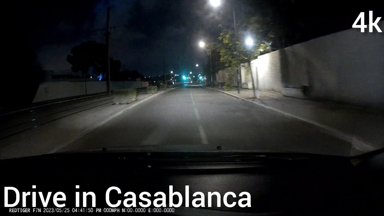 Drive in Casablanca, from facultés to ain sbaa, autoroute, 4k Night