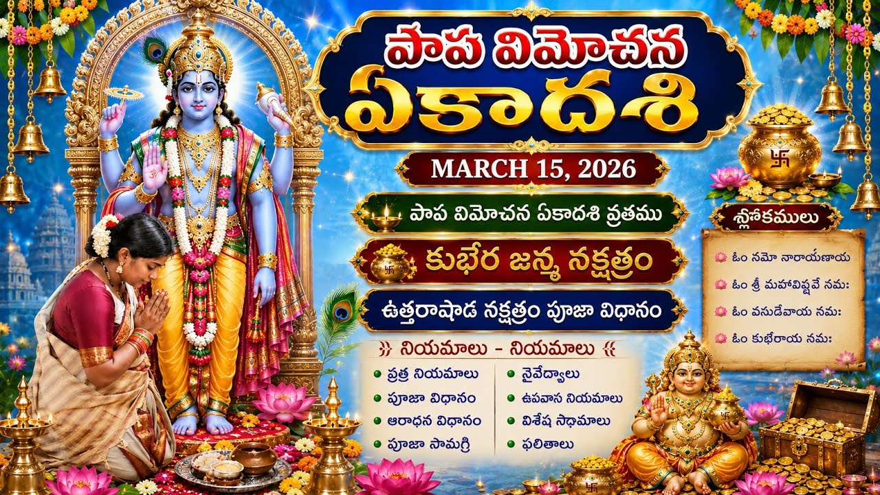 ఈ విశ్వావసు నామ సంవత్సరంలో  ఎక్కువ మోక్షాన్ని ఇచ్చే చివరి పాప విమోచన ఏకాదశి 🙏🌺🚩🕉️