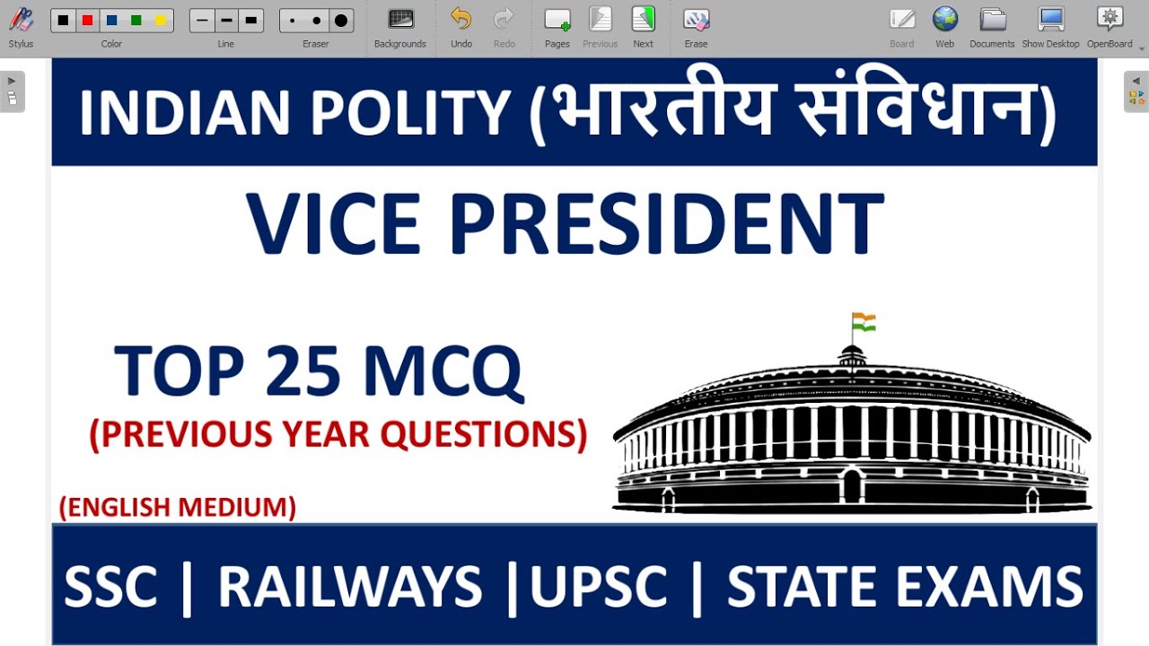 MCQ on Vice President of India | Indian Polity | Vice President of India | Vice President MCQ.