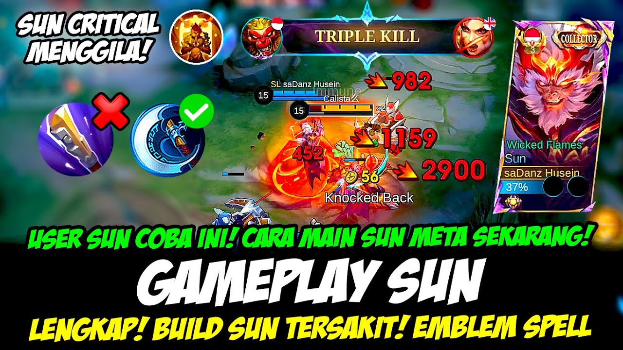 TIPS MAIN SUN META SEKARANG + COMBO SUN EXP LANE❗BUILD SUN TERSAKIT 2024❗GAMEPLAY SUN TOP GLOBAL