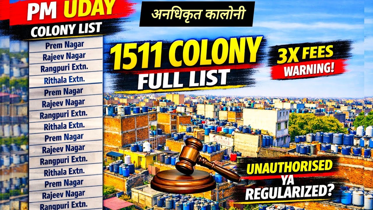 Delhi Housing PM UDAY YOJANA : 1511 Unauthorized Colonies Regularize FULL LIST @RKKSHOW 