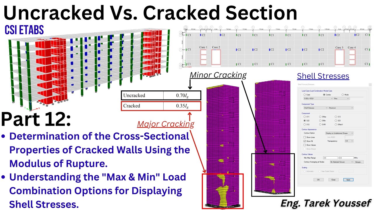ETABS Tutorial 12: Choosing the Walls Flexural Stiffness (0.7Ig or 0.35Ig) Using the Rupture Modulus