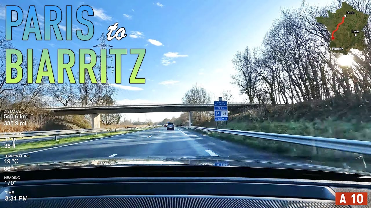 Paris to Biarritz Road Trip Timelapse in 4K