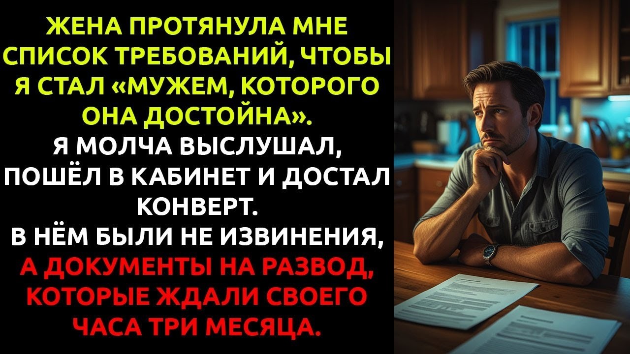 Жена дала мне ПОСЛЕДНИЙ ШАНС стать лучше — но я молча вручил ей документы на РАЗВОД