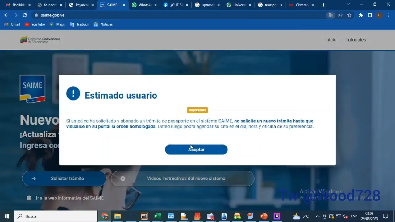 Pago de pasaporte Consular Nueva página del #Saime.