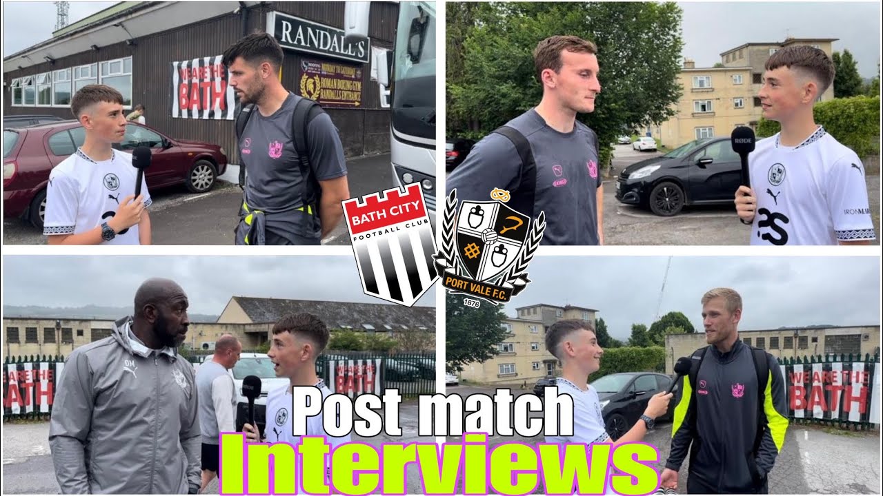 Post match interviews following Port Vales 1-0 loss to Bath City | C.Hall, D.Moore, Stockley, Paton