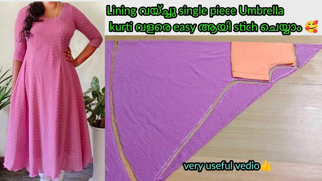 Single piece Umbrella kurti cutting and stiching