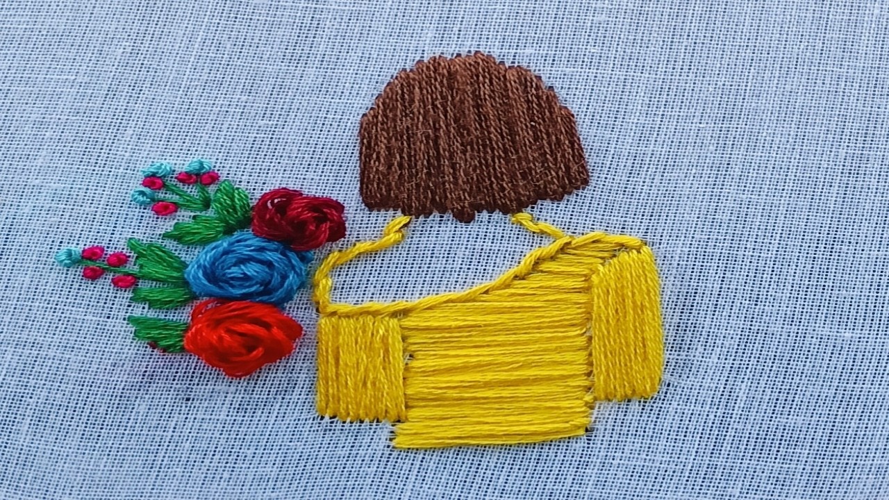 How to girl embroidery patterns| simple girl embroidery with flowers| embroidery for beginners
