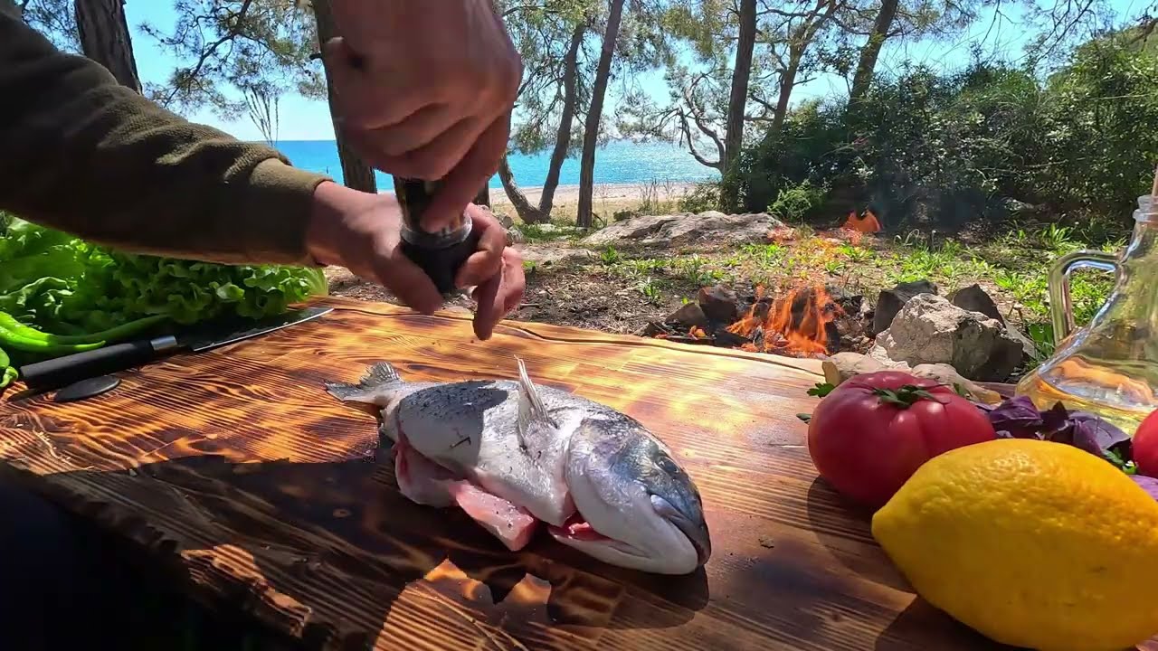 Outdoor Cooking - How to Cook Fish Over Fire Like a Pro  ENG SUB