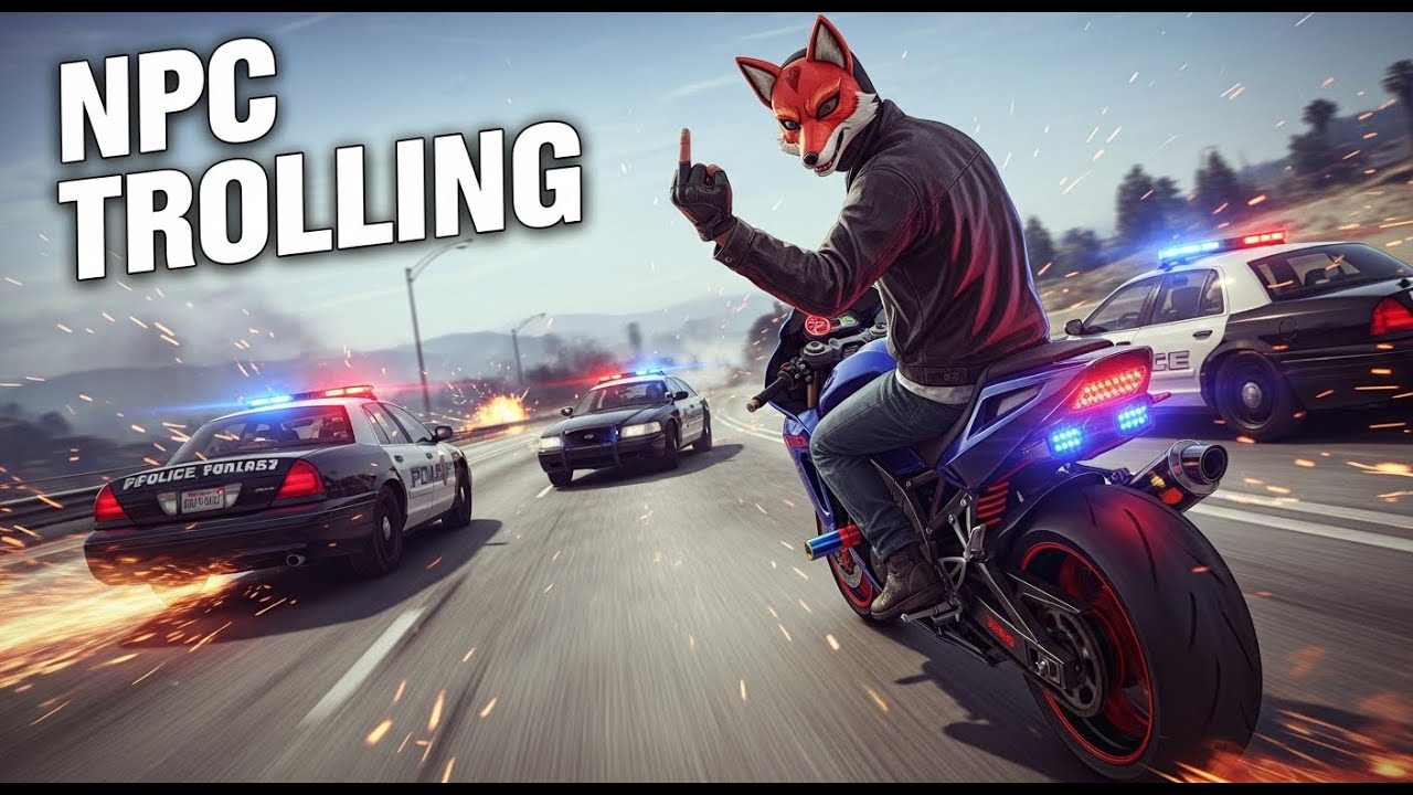 GTA 5 | TROLLING ANGRY NPCs WITH A BIKE KICK | FUNNY MOMENTS