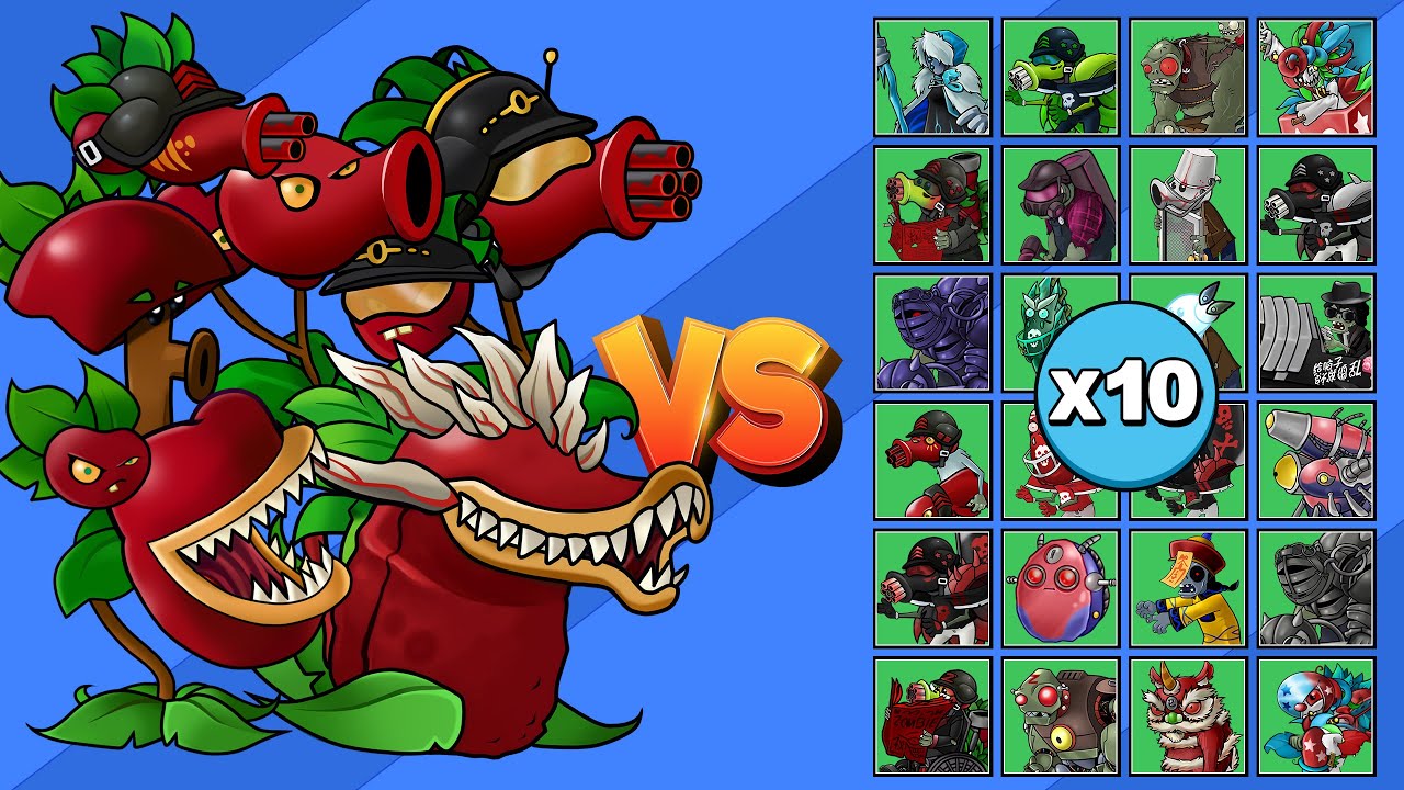 PLANTAS ACEREZADAS vs TODOS LOS ZOMBIS X10 | PvZ Fusion