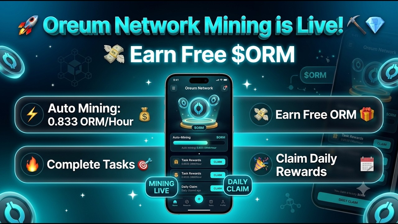 Free Crypto Mining ORM Tokens Without Investment #OreumNetwork #ORM #MiningApp