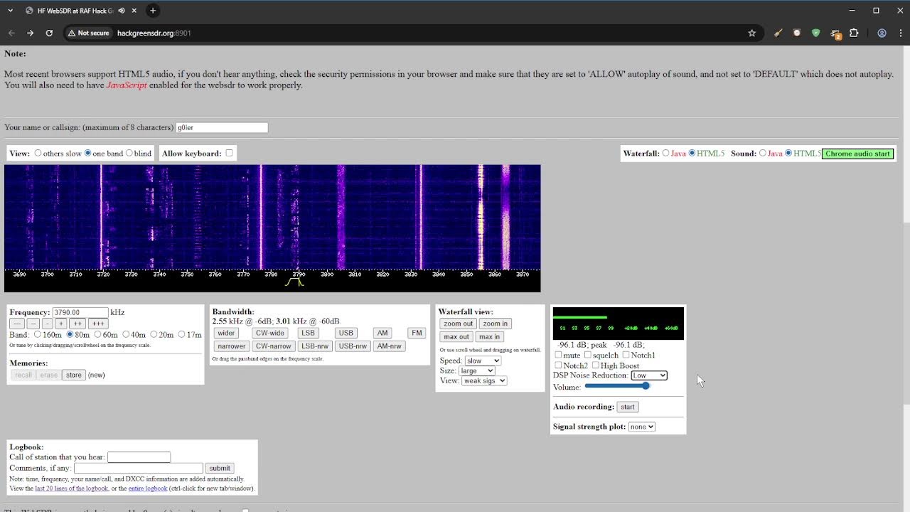 Live Ham Radio via Nantwich SDR radio