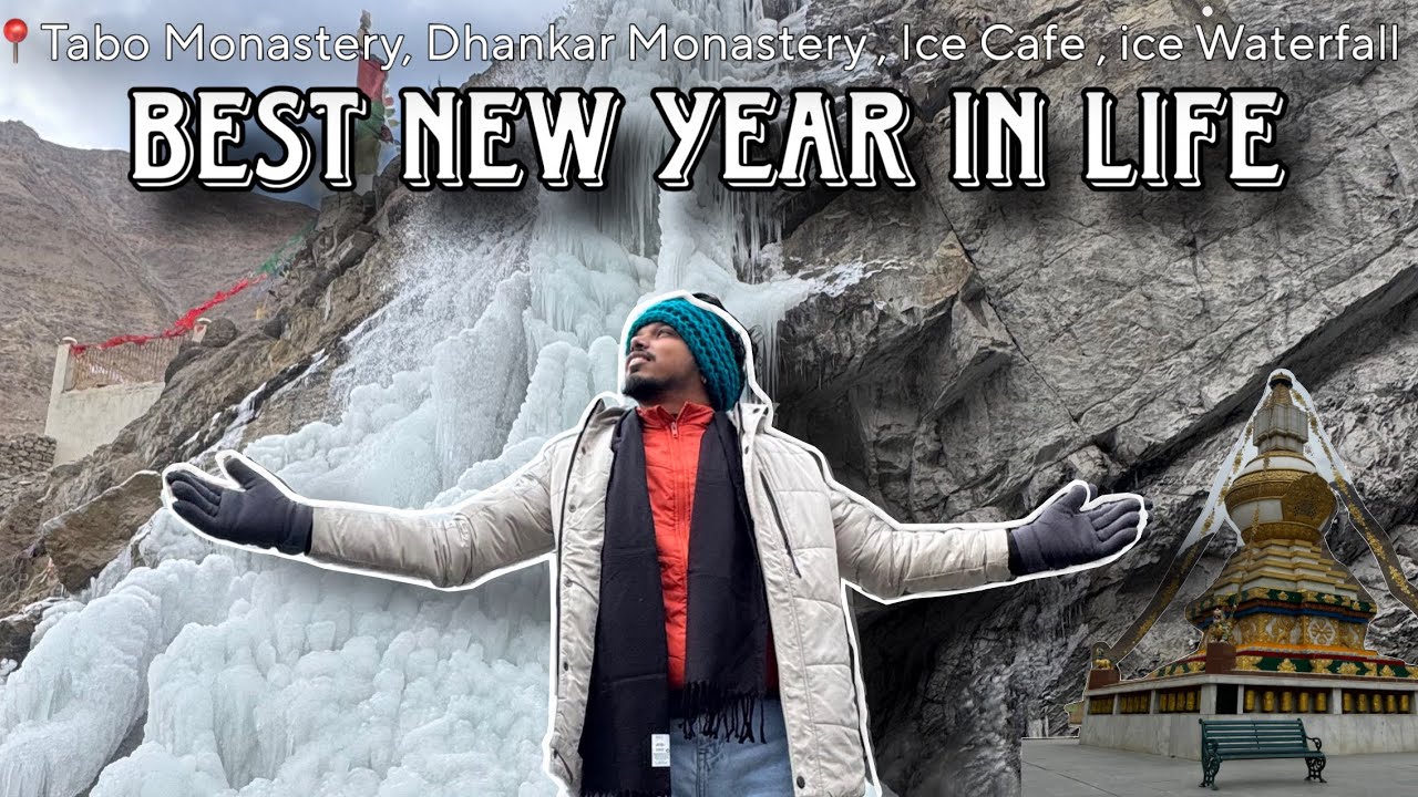 Aab tak ka Life ka best New year in Tabo🧿Icecafe☕️|Frozen Waterfall😱|Dhankar Monastery| #travelvlog 