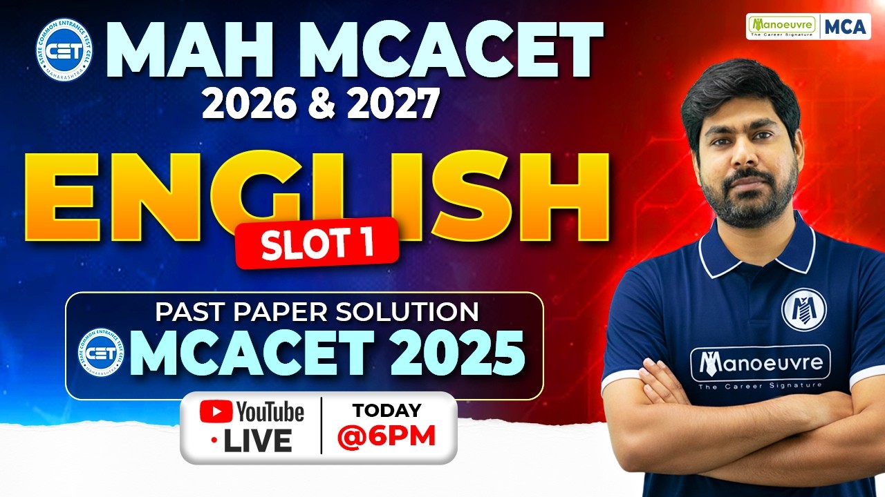 MAH MCA CET 2026/2027 | Solve English Slot 1 PYQs from MCA CET 2025