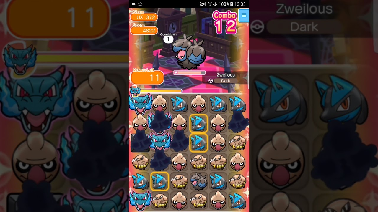 Pokemon Shuffle Mobile UX Stage 372 Zweilous ITEMLESS『ポケとる スマホ版』