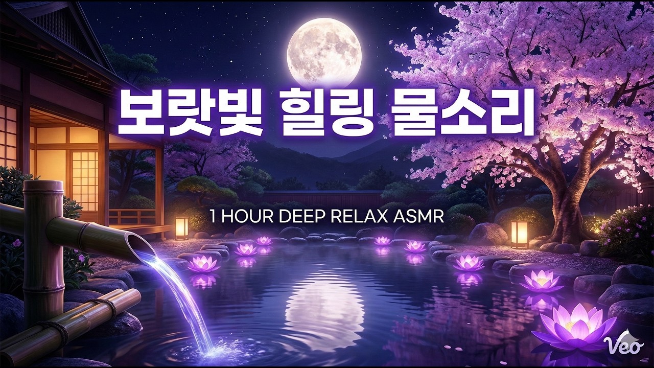 Deep Sleep & Meditation 🌙 Healing Water Sound in Japanese Garden 백색소음 🔊 공부할 때 듣는 물소리 Relaxing Garden