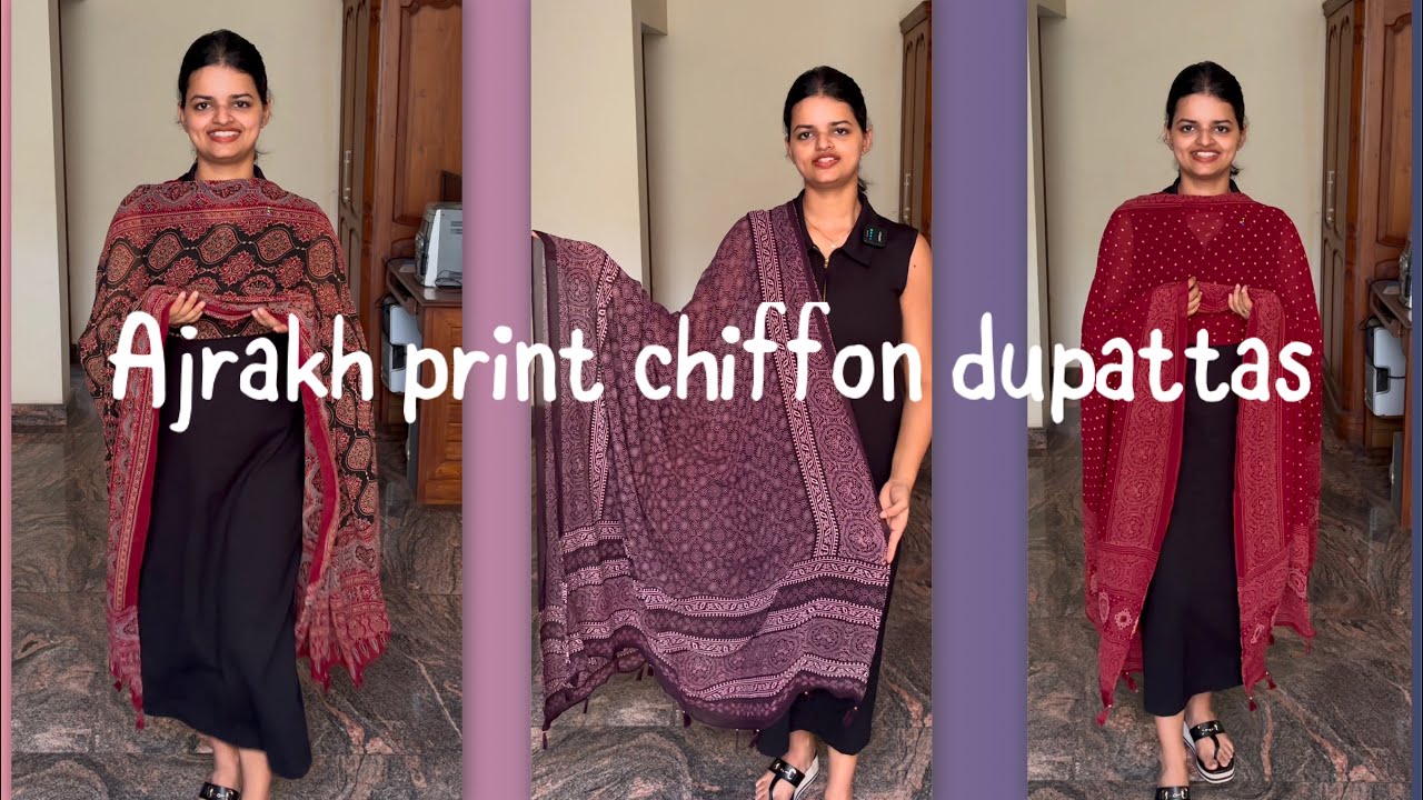 EPI 471|AJRAKH PRINT CHIFFON DUPATTAS|PRINTED DUPATTAS#trending #ajrakhprints #dupatta @Curated Vault