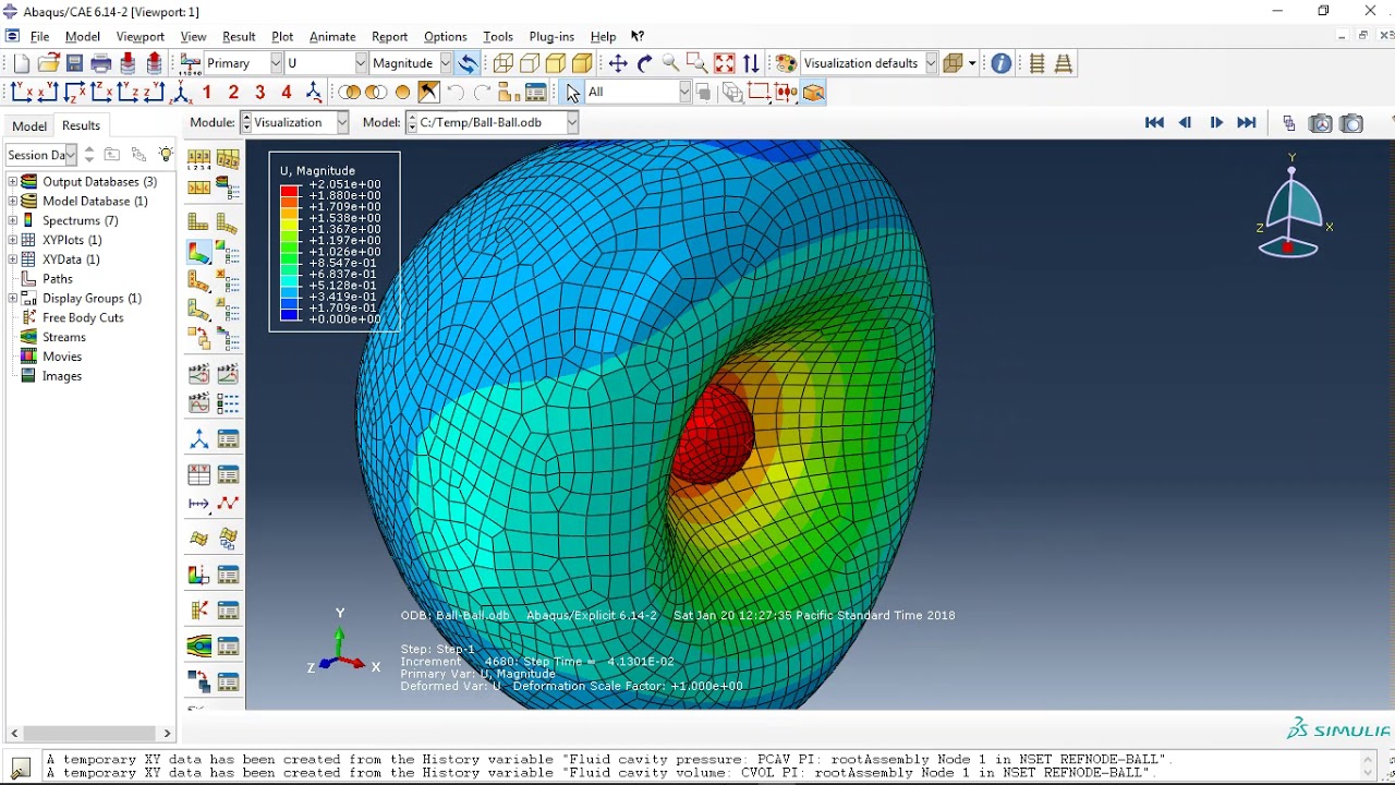 Simulation rigid ball impact to the balloon filled with gas in Abaqus