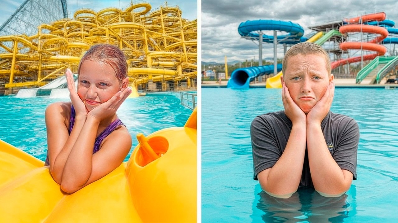 ARMER vs REICHER WASSERPARK! Amelie und ihre Freunde haben einen Wasserpark GEBAUT! Herausforderung