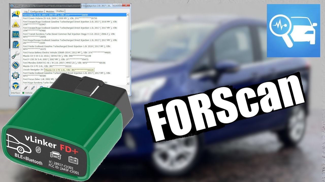 Использование FORScan с интерфейсом Vgate vLinker FD+ (диагностическое программное обеспечение Ford)
