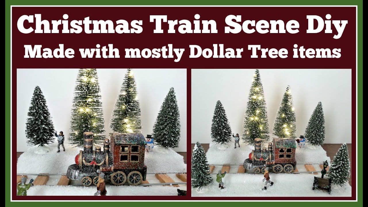 Christmas Train Scene Diy 🎄 Mostly Dollar Tree Items
